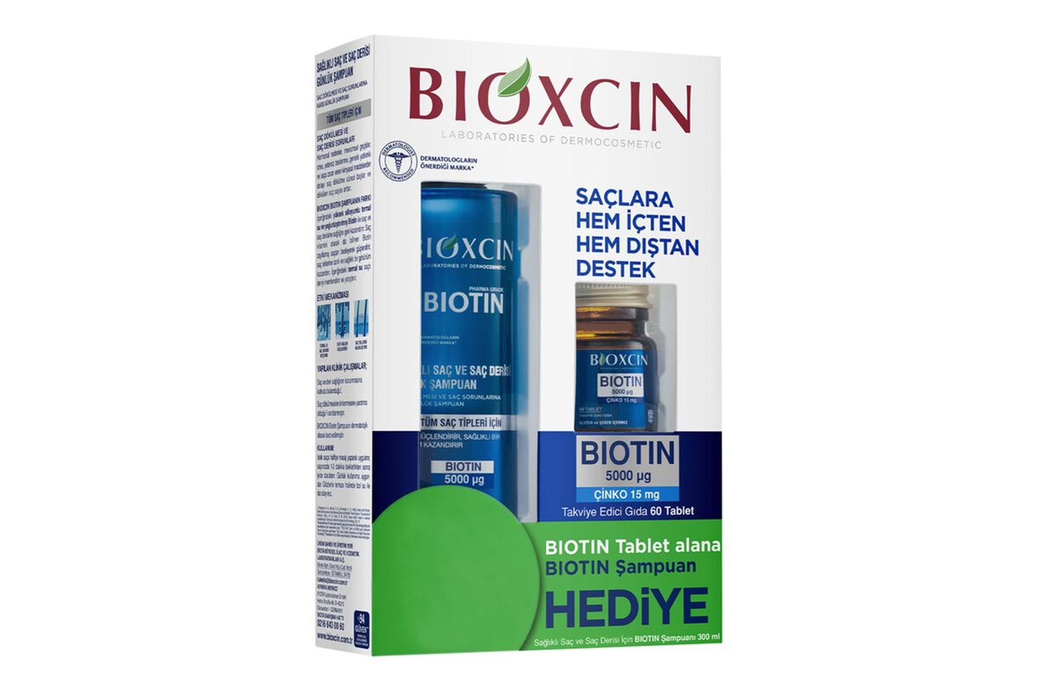 Bioxcin Biotin 5000 mg + Çinko 15 mg 60 Tablet + 300 ml Şampuan Hediyeli - Özel Fiyat