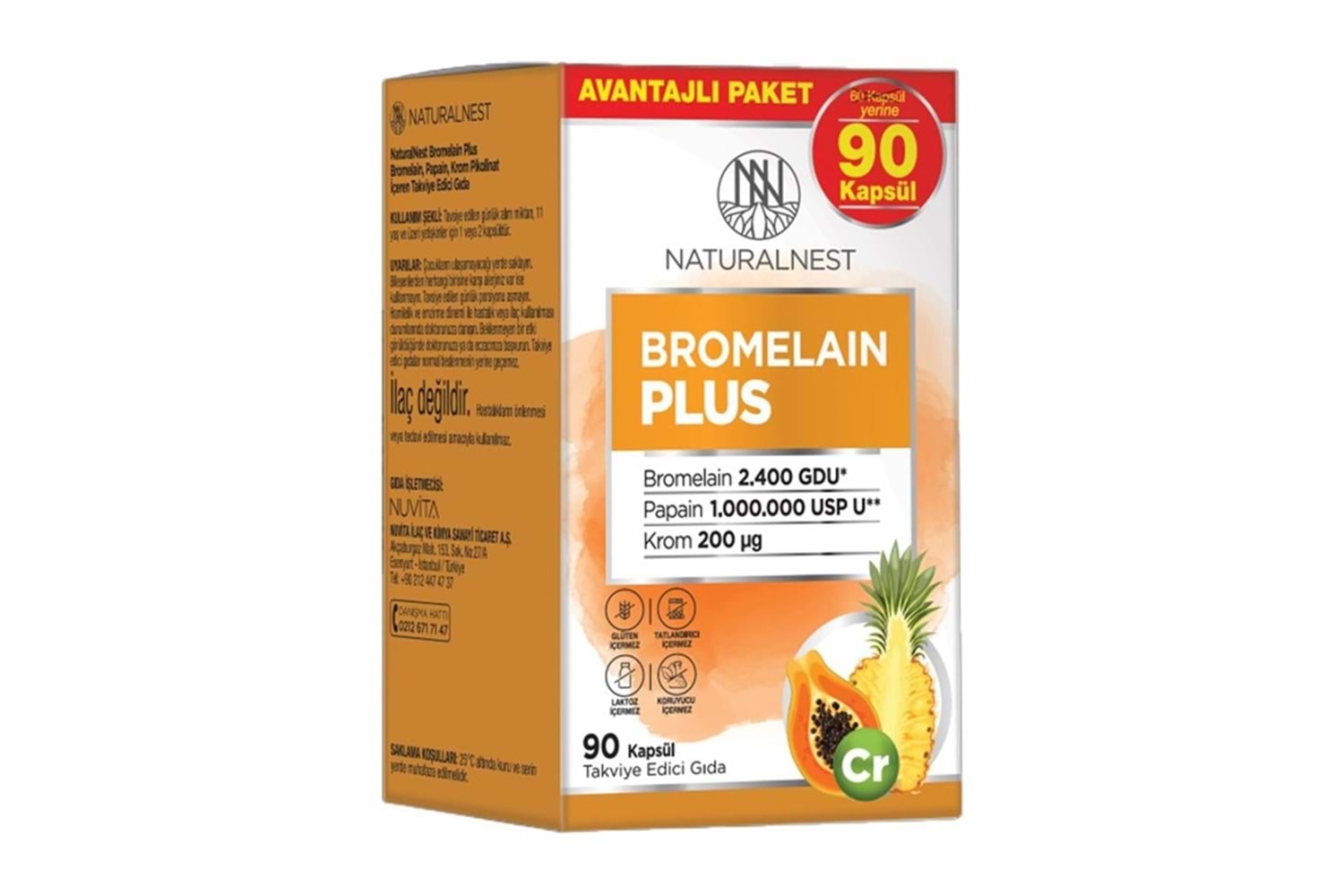 Naturalnest Bromelain Plus 90 Kapsül