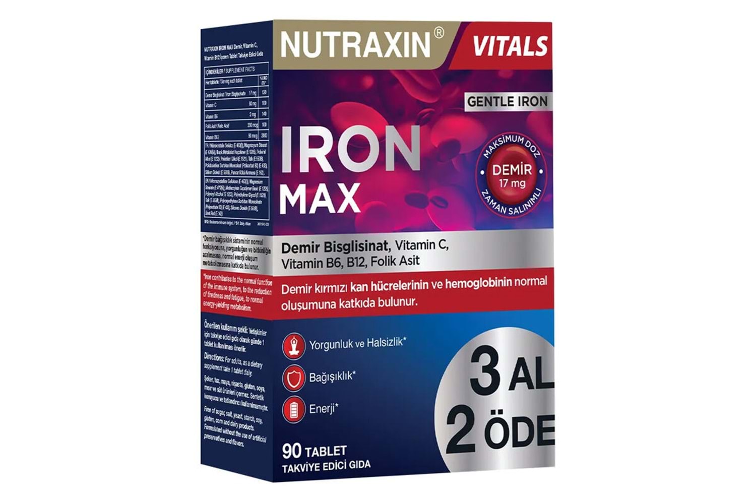 Nutraxin Iron Max 90 Tablet - 3 Al 2 Öde