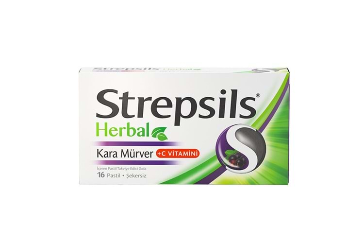 Strepsils Herbal Kara Mürver 16 Pastil
