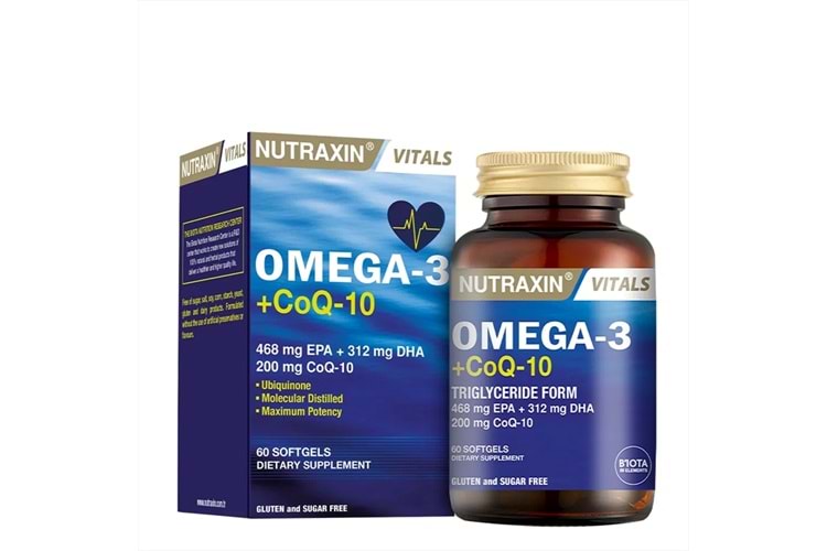 Nutraxin Vitals Omega-3 + Co-Q10 60 Softgel