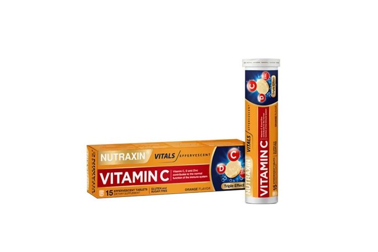 Nutraxin Vitamin C-D-Zinc 15 Efervesan Tablet