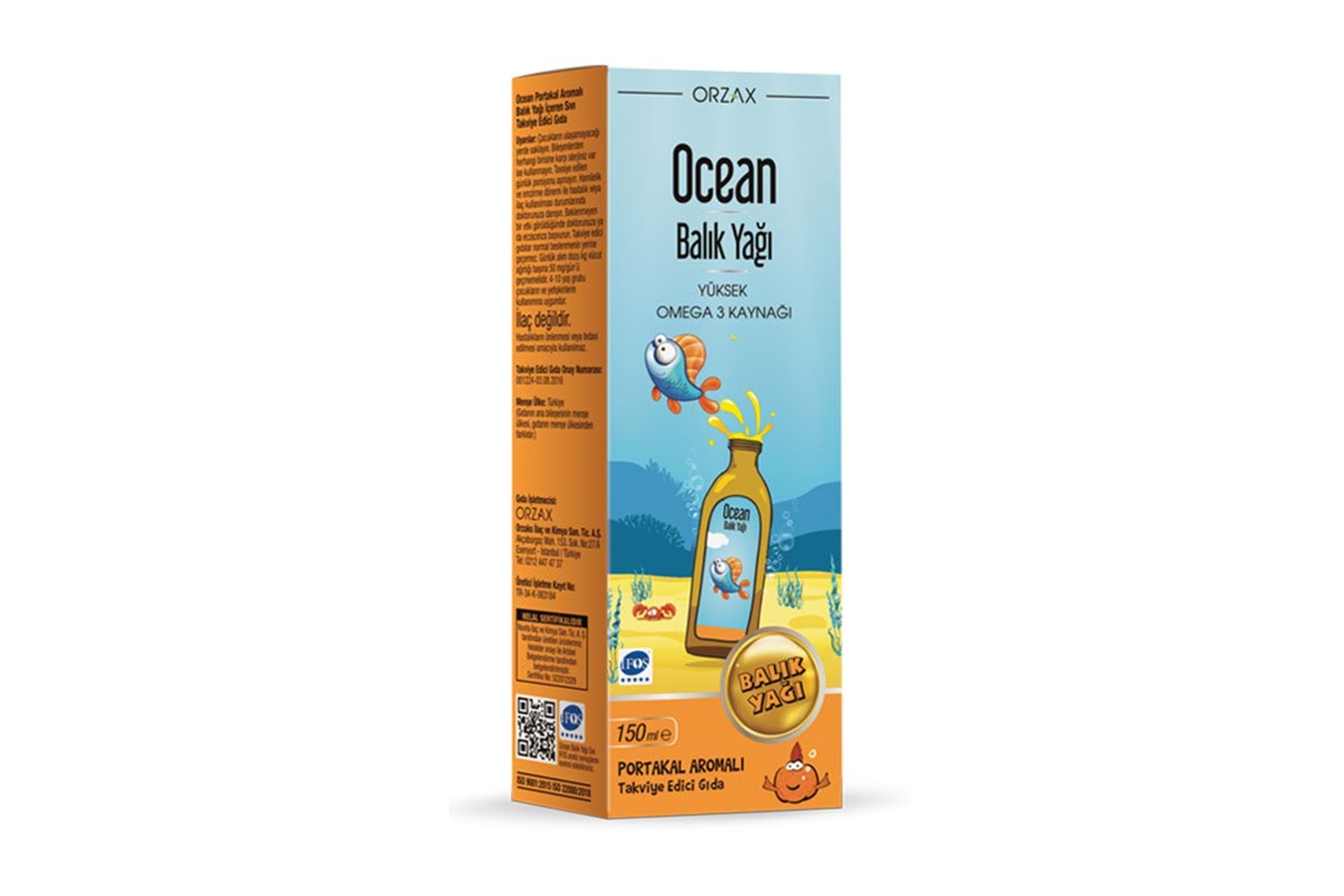 Ocean Omega 3 Portakallı Balık Yağı Şurubu 150 ml