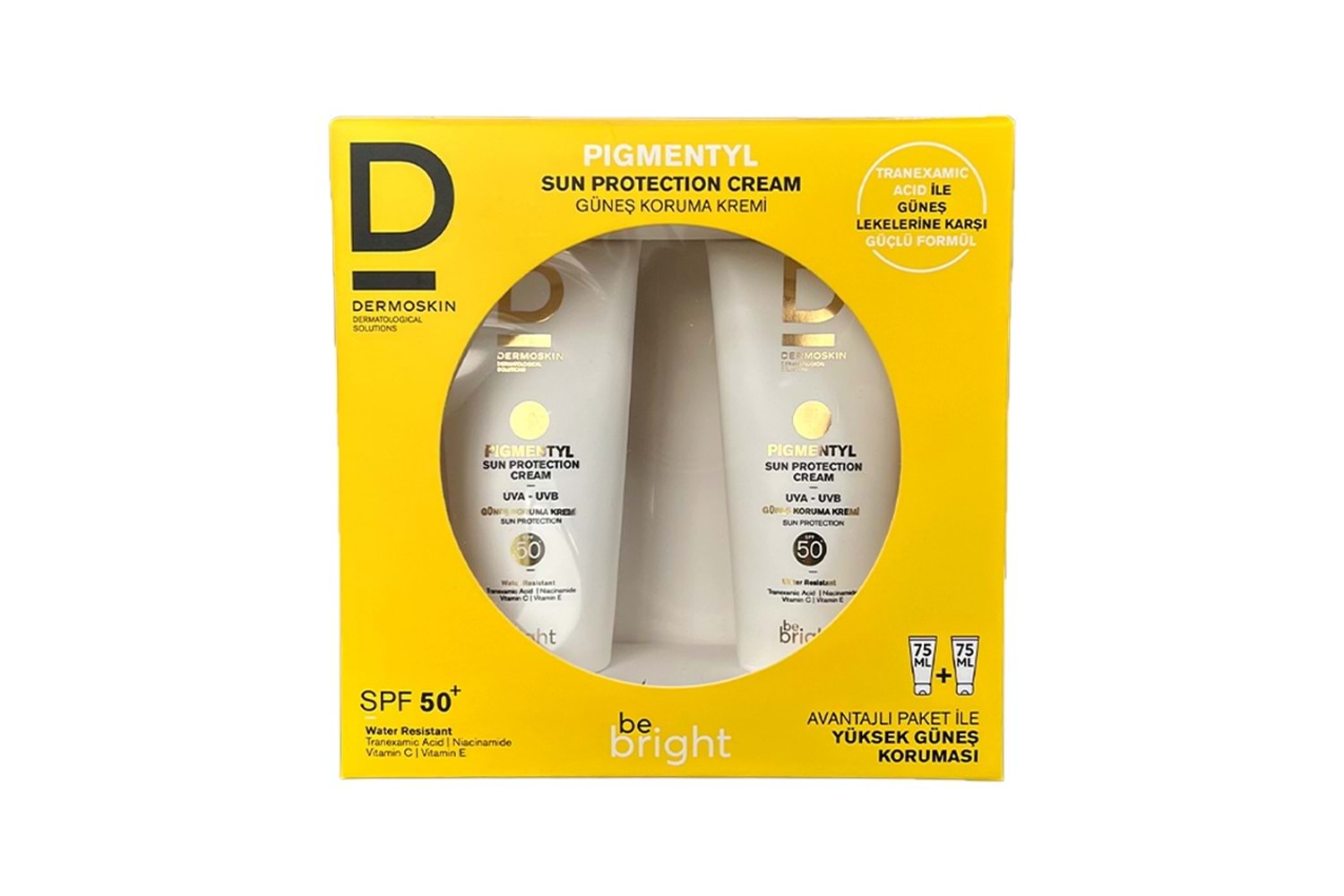 Dermoskin Be Bright Pigmentyl Güneş Kremi SPF50+ 75 ml - İkili Kofre