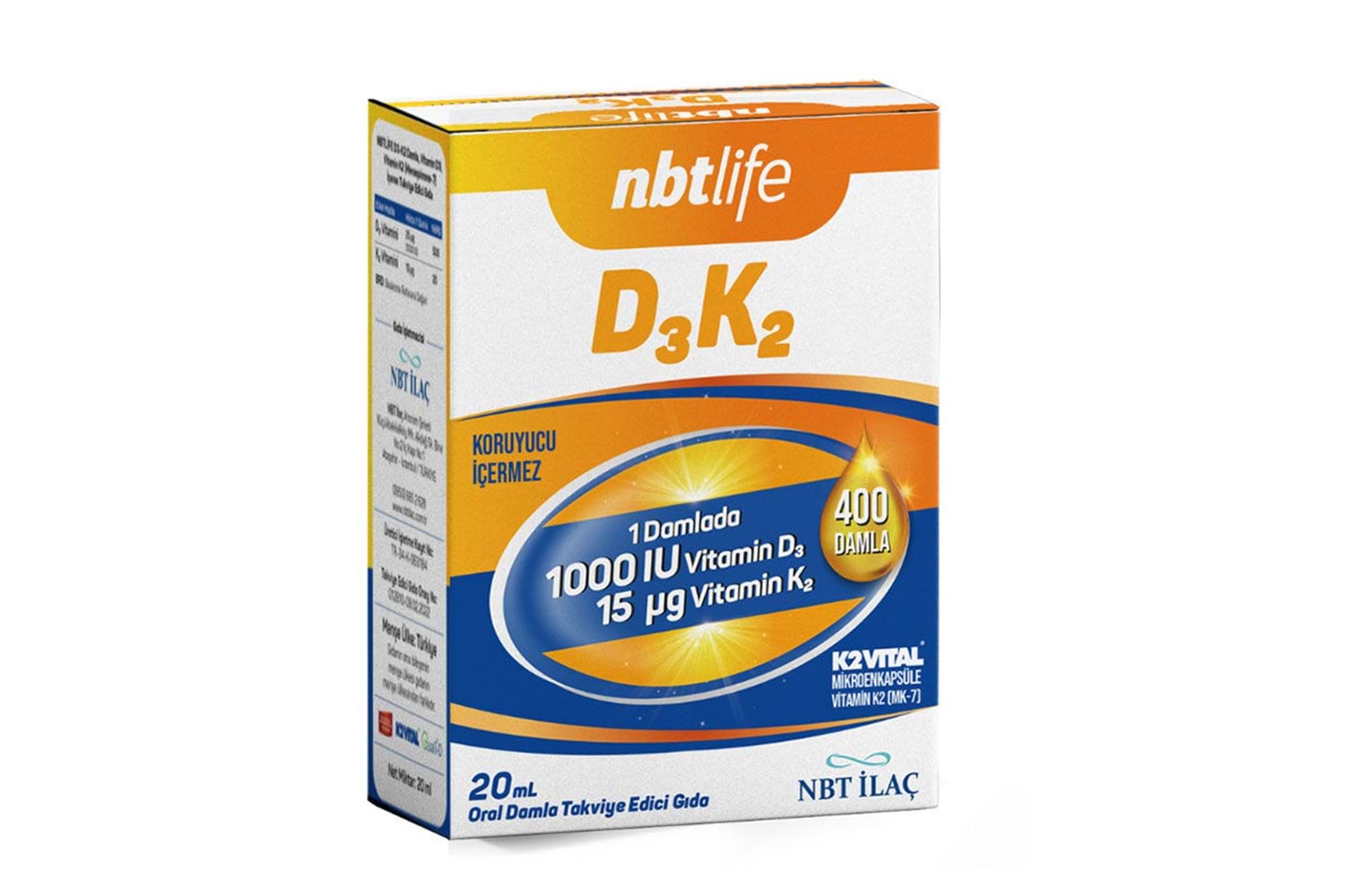 NBT Life D3K2 1000 IU Damla 20 ml